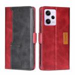 For Xiaomi Redmi Note 12 Pro 5G China Contrast Color Side Buckle Leather Phone Case(Red + Black)