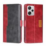 For Xiaomi Redmi Note 12 Pro+ China Contrast Color Side Buckle Leather Phone Case(Red + Black)