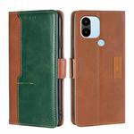 For Xiaomi Redmi A1+ 4G Contrast Color Side Buckle Leather Phone Case(Light Brown + Green)