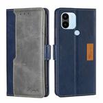 For Xiaomi Redmi A1+ 4G Contrast Color Side Buckle Leather Phone Case(Blue + Grey)