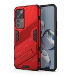 For Xiaomi 12T/12T Pro/Redmi K50 Ultra Punk Armor 2 in 1 PC + TPU Phone Case with Invisible Holder(Red)