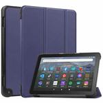 For  Amazon Fire HD 8 / HD 8 Plus 2022 Custer Solid Color 3-Fold Stand Leather Smart Tablet Case(Blue)