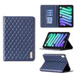 For iPad mini 6 Elegant Rhombic Texture Horizontal Flip Leather Tablet Case(Blue)
