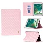 For iPad 8 / 7 / 6 / 5 9.7 inch Elegant Rhombic Texture Horizontal Flip Leather Tablet Case(Pink)