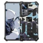 For Xiaomi 12T / 12T Pro / Redmi K50 Ultra Camouflage Armor Kickstand TPU + PC Magnetic Phone Case(Light Blue)