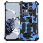 For Xiaomi 12T / 12T Pro / Redmi K50 Ultra Camouflage Armor Kickstand TPU + PC Magnetic Phone Case(Dark Blue)