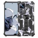 For Xiaomi 12T / 12T Pro / Redmi K50 Ultra Camouflage Armor Kickstand TPU + PC Magnetic Phone Case(Grey)