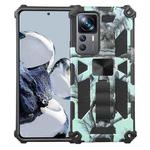 For Xiaomi 12T / 12T Pro / Redmi K50 Ultra Camouflage Armor Kickstand TPU + PC Magnetic Phone Case(Mint Green)