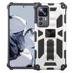 For Xiaomi 12T / 12T Pro / Redmi K50 Ultra Shockproof TPU + PC Magnetic Phone Case with Holder(Silver)