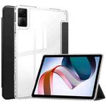 For Xiaomi Redmi Pad 10.6 3-Fold Clear Back Cover Leather Smart Tablet Case(Black)
