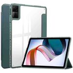 For Xiaomi Redmi Pad 10.6 3-Fold Clear Back Cover Leather Smart Tablet Case(Dark Green)