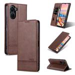 For vivo Y02s 4G/Y16 4G AZNS Magnetic Calf Texture Leather Phone Case(Dark Brown)