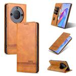 For Honor X40 AZNS Magnetic Calf Texture Leather Phone Case(Light Brown)