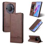 For Honor X40 AZNS Magnetic Calf Texture Leather Phone Case(Dark Brown)