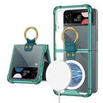 For Samsung Galaxy Z Flip3 5G GKK MagSafe Airbag Shockproof Phone Case with Ring Holder(Green)