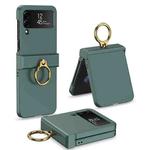 For Samsung Galaxy Z Flip4 GKK Ultrathin Hinge Full Coverage Phone Case with Ring Holder(Dark Green)