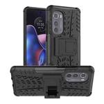 For Motorola Edge 2022 Tire Texture TPU + PC Phone Case with Holder(Black)