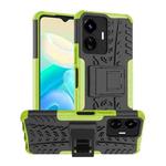 For vivo Y77 Tire Texture TPU + PC Phone Case with Holder(Green)