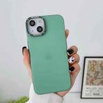For iPhone 14 Plus Frosted Metal Lens Frame PC Phone Case(Green)