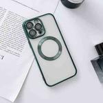 For iPhone 14 MagSafe Electroplated Magnetic TPU Phone Case with Dust Filter & Lens Film(Green)