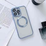 For iPhone 14 Plus MagSafe Electroplated Magnetic TPU Phone Case with Dust Filter & Lens Film(Blue)