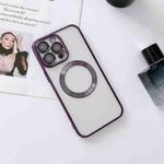 For iPhone 14 Pro MagSafe Electroplated Magnetic TPU Phone Case with Dust Filter & Lens Film(Purple)