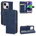 For iPhone 14 Honeycomb Dot Texture Leather Phone Case(Blue)
