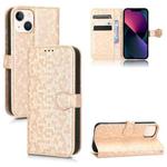 For iPhone 13 mini Honeycomb Dot Texture Leather Phone Case(Gold)