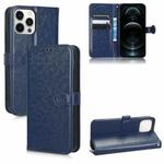 For iPhone 12 Pro Max Honeycomb Dot Texture Leather Phone Case(Blue)