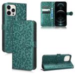 For iPhone 12 Pro Max Honeycomb Dot Texture Leather Phone Case(Green)