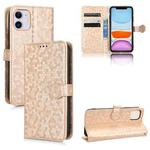 For iPhone 11 Honeycomb Dot Texture Leather Phone Case(Gold)