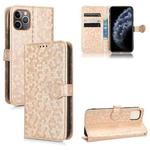 For iPhone 11 Pro Max Honeycomb Dot Texture Leather Phone Case(Gold)