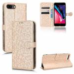 For iPhone 7 Plus / 8 Plus Honeycomb Dot Texture Leather Phone Case(Gold)