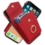 For iPhone XS Max Ring Holder RFID Card Slot Phone Case(Red)