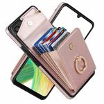 For Samsung Galaxy A33 5G Ring Holder RFID Card Slot Phone Case(Rose Gold)