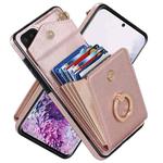 For Samsung Galaxy S20 Ring Holder RFID Card Slot Phone Case(Rose Gold)