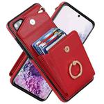 For Samsung Galaxy S20+ Ring Holder RFID Card Slot Phone Case(Red)