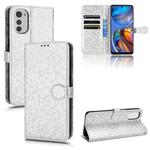 For Motorola Moto E32 4G Honeycomb Dot Texture Leather Phone Case(Silver)