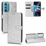 For Motorola Moto Edge 30 Honeycomb Dot Texture Leather Phone Case(Silver)