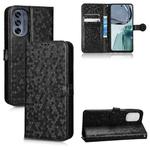 For Motorola Moto G62 Honeycomb Dot Texture Leather Phone Case(Black)