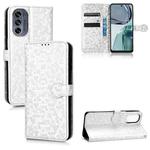 For Motorola Moto G62 Honeycomb Dot Texture Leather Phone Case(Silver)