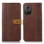 For Xiaomi Poco M4 5G / M5 5G / 4G Stitching Thread Calf Texture Leather Phone Case(Coffee)