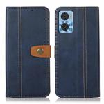 For Motorola Moto E22 4G / E22i 4G Stitching Thread Calf Texture Leather Phone Case(Blue)