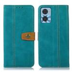 For Motorola Moto E22 4G / E22i 4G Stitching Thread Calf Texture Leather Phone Case(Light Green)