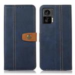For Motorola Edge 30 Neo 5G Stitching Thread Calf Texture Leather Phone Case(Blue)