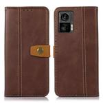 For Motorola Edge 30 Neo 5G Stitching Thread Calf Texture Leather Phone Case(Coffee)