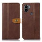 For Xiaomi Redmi A1+ 4G Stitching Thread Calf Texture Leather Phone Case(Coffee)