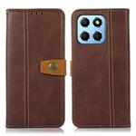 For Honor X8 5G Stitching Thread Calf Texture Leather Phone Case(Coffee)