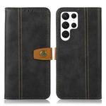 For Samsung Galaxy S23 Ultra 5G Stitching Thread Calf Texture Leather Phone Case(Black)