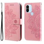 For Xiaomi Redmi A1+ 7-petal Flowers Embossing Leather Phone Case(Rose Gold)